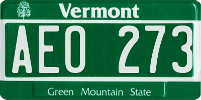 VT license plate AEO273