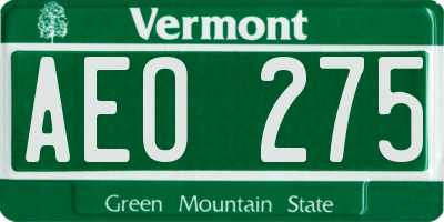 VT license plate AEO275