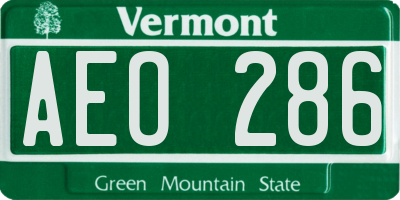 VT license plate AEO286
