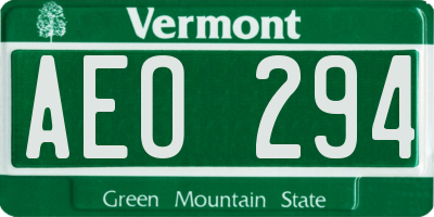 VT license plate AEO294