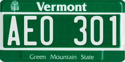 VT license plate AEO301