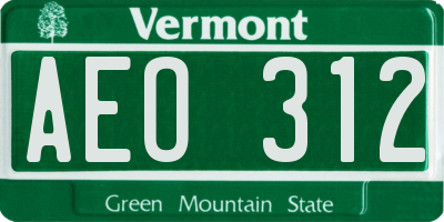 VT license plate AEO312