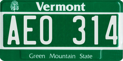VT license plate AEO314