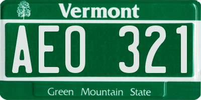 VT license plate AEO321