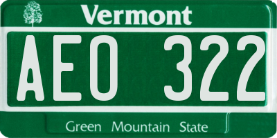 VT license plate AEO322
