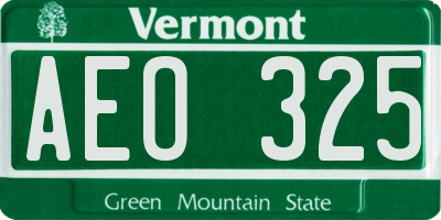VT license plate AEO325