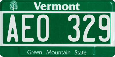 VT license plate AEO329