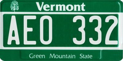 VT license plate AEO332