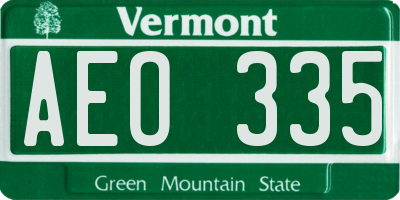 VT license plate AEO335