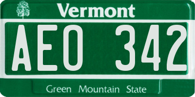 VT license plate AEO342