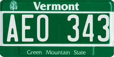 VT license plate AEO343