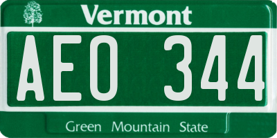 VT license plate AEO344