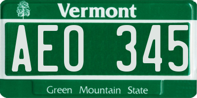 VT license plate AEO345