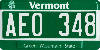 VT license plate AEO348