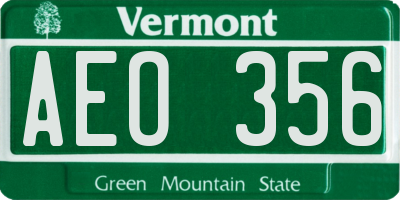 VT license plate AEO356