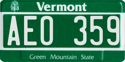 VT license plate AEO359