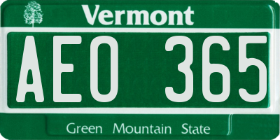 VT license plate AEO365