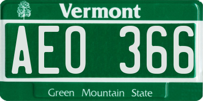 VT license plate AEO366