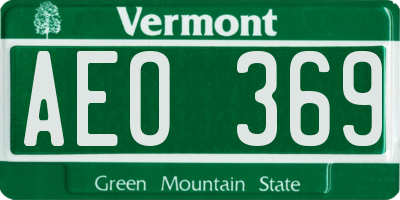 VT license plate AEO369