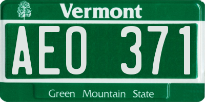 VT license plate AEO371