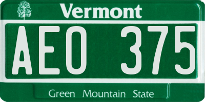 VT license plate AEO375