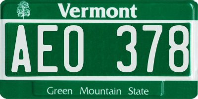 VT license plate AEO378