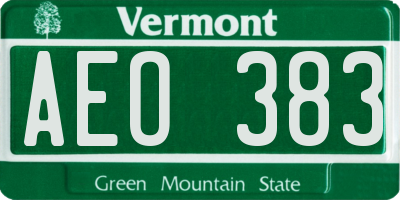 VT license plate AEO383
