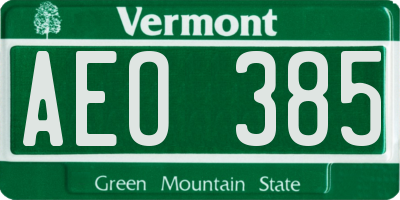 VT license plate AEO385