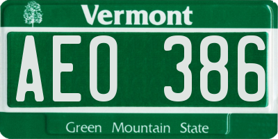VT license plate AEO386