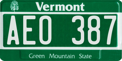 VT license plate AEO387