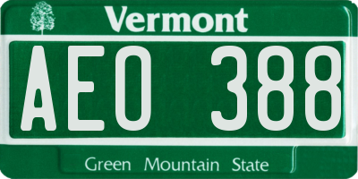 VT license plate AEO388