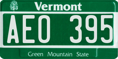 VT license plate AEO395