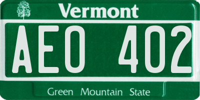 VT license plate AEO402