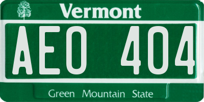 VT license plate AEO404
