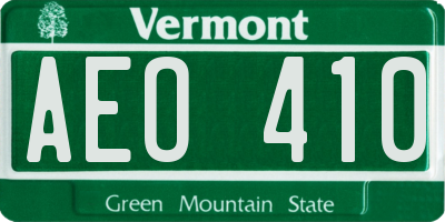 VT license plate AEO410