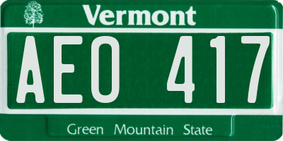 VT license plate AEO417