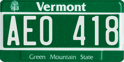 VT license plate AEO418