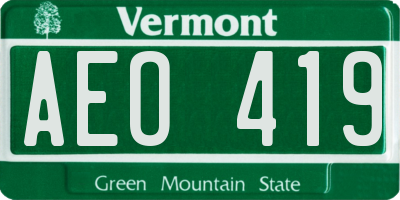 VT license plate AEO419
