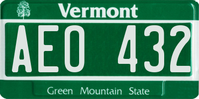 VT license plate AEO432