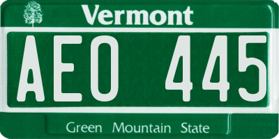 VT license plate AEO445