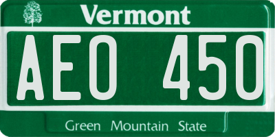 VT license plate AEO450