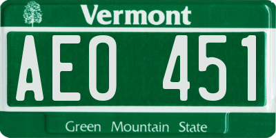 VT license plate AEO451