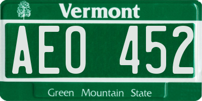VT license plate AEO452