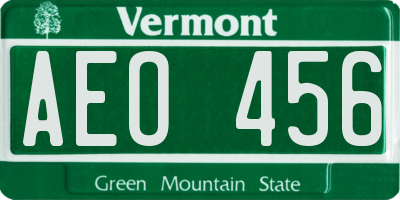 VT license plate AEO456