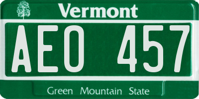 VT license plate AEO457
