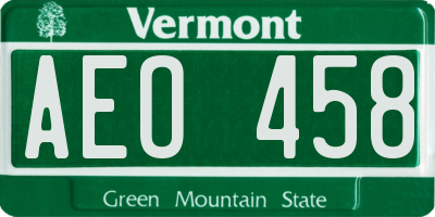 VT license plate AEO458