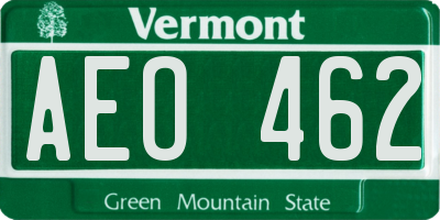 VT license plate AEO462
