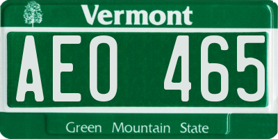 VT license plate AEO465