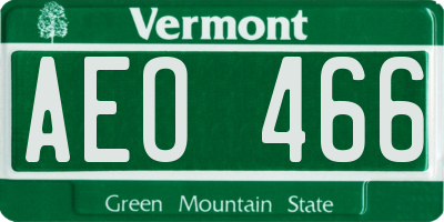 VT license plate AEO466
