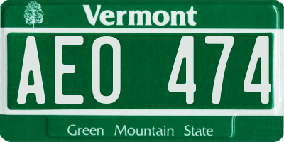 VT license plate AEO474